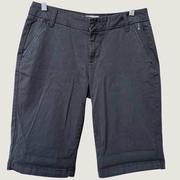Caslon Pants - Caslon Flat Front Bermuda Chino Shorts Womens 4 Dark Gray Preppy Stretch NWOT